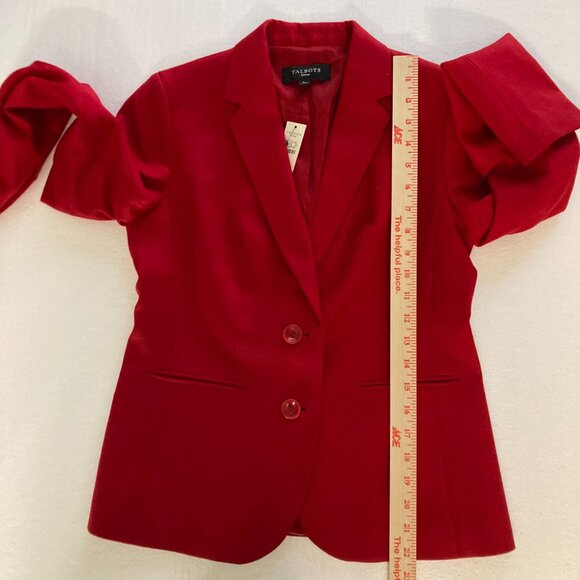Talbots Red Wool Blend Blazer Jacket Lined Two Button Front, Size 2P - Picture 4 of 8